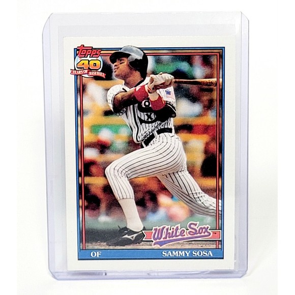 1991 Topps Sammy Sosa #414 40 Years Of Baseball Error Card Wrong Birthday NM/M - Picture 1 of 4